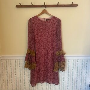 Varun Bahl Floral Ruffle Sleeve Dress